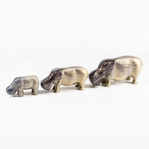 Brushed Silver Hippo Medium 9.5 cm (Trade min 4 / Retail min 1)