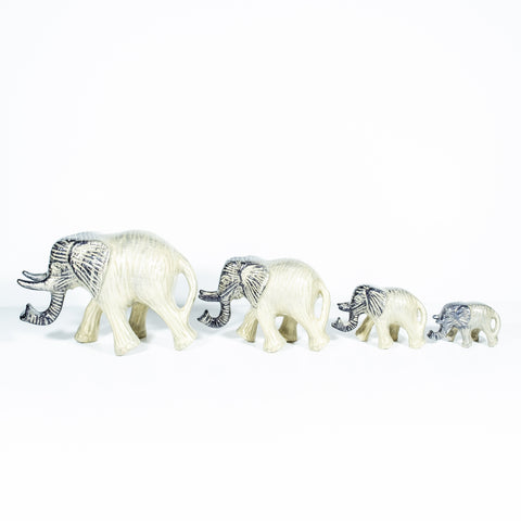 Brushed Silver Walking Elephant Large 14 cm (Trade min 4 / Retail min 1)