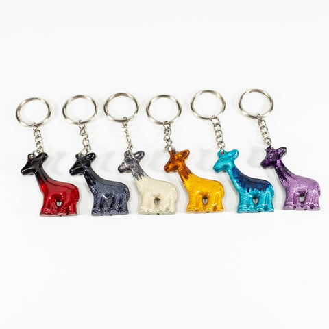 Coloured Giraffe Keyrings 5 cm (Trade min 24 per box)