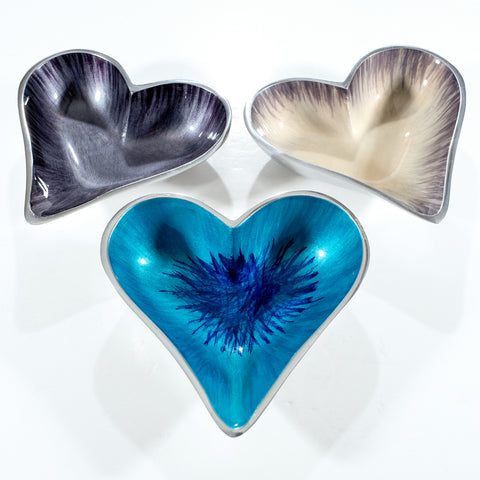Brushed Aqua Heart Dish Small (Trade min 4 / Retail min 1)