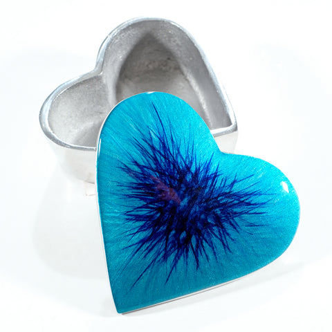 Brushed Aqua Heart Trinket Box (Trade min 4 / Retail min 1)