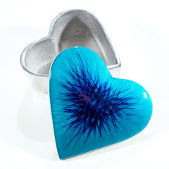 Brushed Aqua Heart Trinket Box (Trade min 4 / Retail min 1