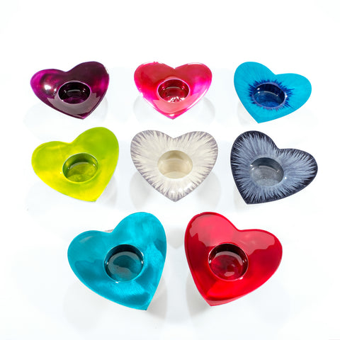 Aqua Heart T-Light Holder (Trade min 4 / Retail min 1)