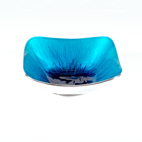 Brushed Aqua Square Bowl Small (Trade min 4 / Retail min 1)