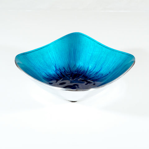 Brushed Aqua Square Bowl Small (Trade min 4 / Retail min 1)