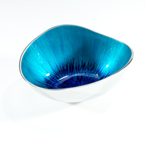 Brushed Aqua Oval Bowl Large (Trade min 4 / Retail min 1)