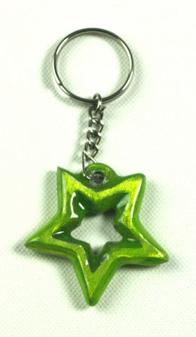 Lime Aluminium Star Keyring (min 12)