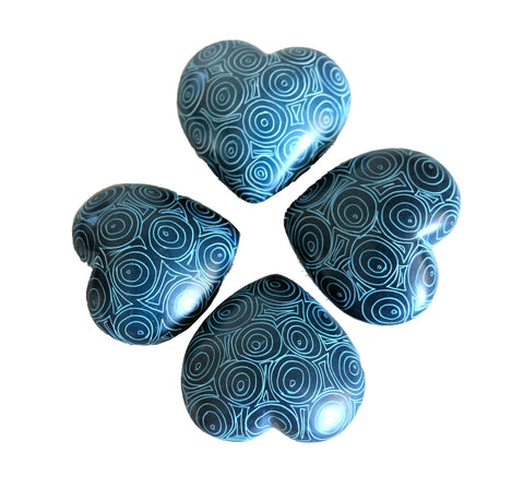 Peacock Blue Hearts 3cm (24 per display box - min 24) *In Stock From April 2018*