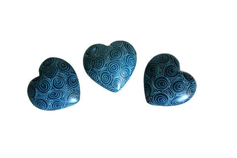 Peacock Blue Hearts 3cm (24 per display box - min 24) *In Stock From April 2018*