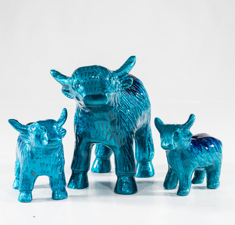 Brushed Aqua Highland Cow XL 14 cm (Trade min 2 / Retail min 1)