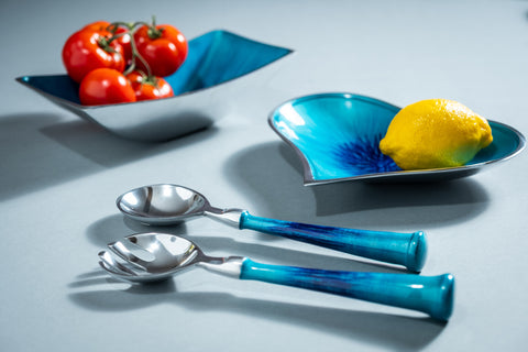 Brushed Aqua Heart Dish Large (Trade min 4 / Retail min 1)