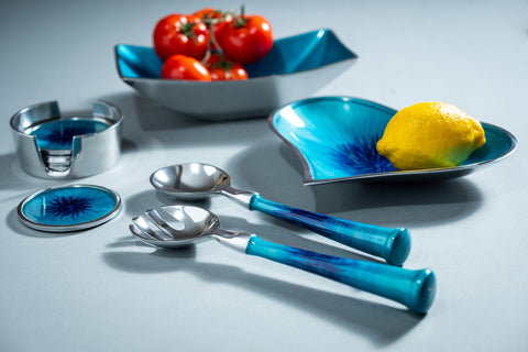 Brushed Aqua Salad Servers (Trade min 4 / Retail min 1)