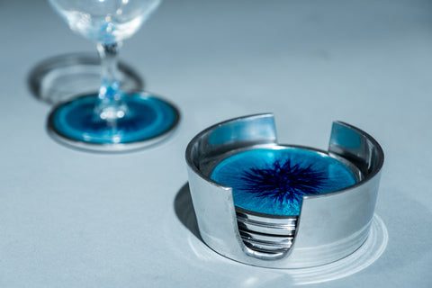 Brushed Aqua Coaster Set of 6 (Trade min 4 / Retail min 1)