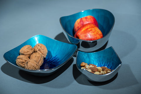 Brushed Aqua Oval Bowl Large (Trade min 4 / Retail min 1)