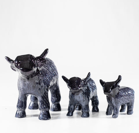 Brushed Black Highland Cow XL 14 cm (Trade min 2 / Retail min 1)