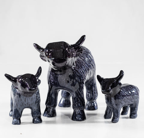 Brushed Black Highland Cow XL 14 cm (Trade min 2 / Retail min 1)