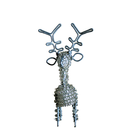 Beaded Silver Reindeer Small 10 cm (trade min 6)