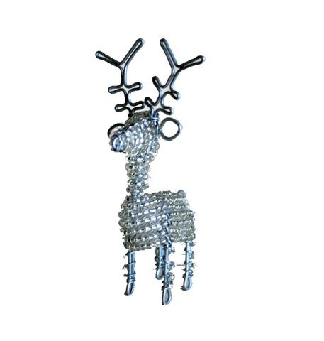Beaded Silver Reindeer Large 18 cm (trade min 2)