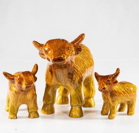 Brushed Gold Highland Cow XL 14 cm (Trade min 2 / Retail min 1)