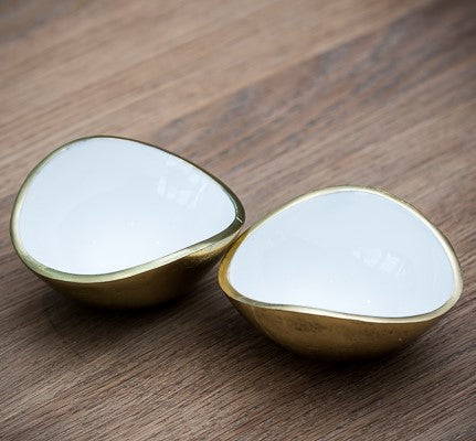 Gold & White Oval Bowl Mini (trade min 4)