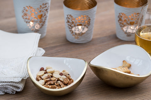 Gold & White Oval Bowl Small (trade min 4)