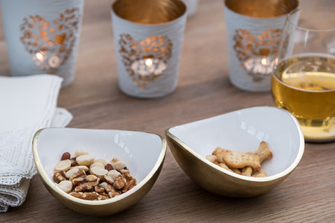 Gold & White Oval Bowl Mini (trade min 4)