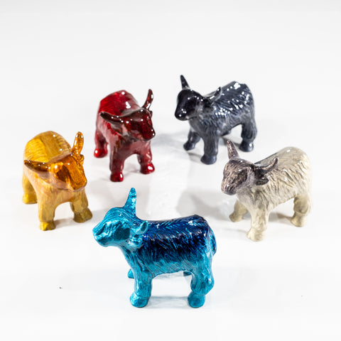 Brushed Black Highland Cow Med 7.5 cm (Trade min 4 / Retail min 1)