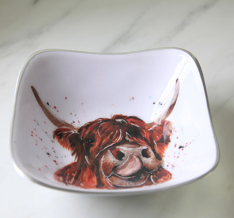 Highland Cow Square Bowl (Trade min 4 / Retail min 1)