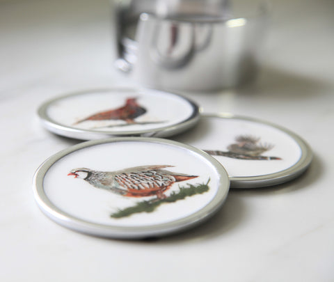 Game Bird Coasters Set of 6 - 2 x Pheasant, 2 x Partridge, 2 x Grouse (Trade min 4 / Retail min 1)