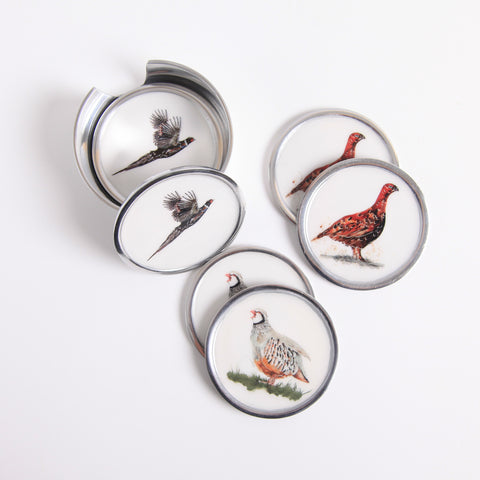Game Bird Coasters Set of 6 - 2 x Pheasant, 2 x Partridge, 2 x Grouse (Trade min 4 / Retail min 1)