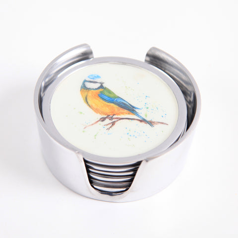 Garden Bird Coasters Set of 6 - 2 x Robin, 2 x Blue Tit, 2 x Goldfinch (Trade min 4 / Retail min 1)