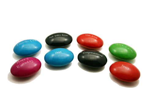 Coloured Sentiment Pebbles 6 cm (24 per display box - min 24)