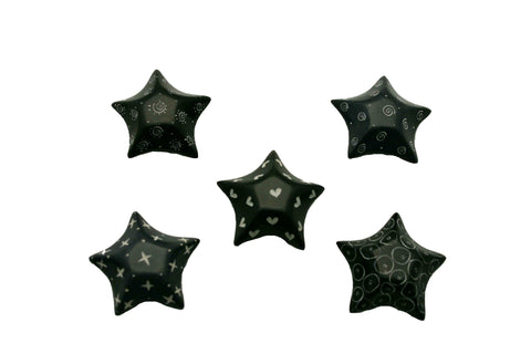 Black Retro Stars 4 cm (24 per display box - min 24)