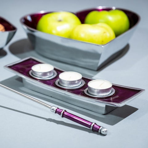 Purple Triple T-Light Holder (Trade min 4 / Retail min 1)