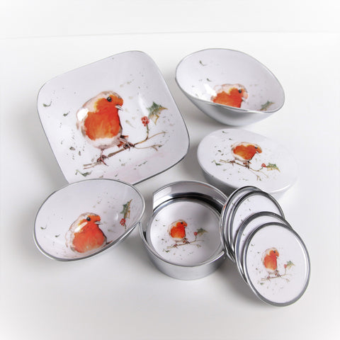 Robin & Holly Square Platter 20 cm (Trade min 4 / Retail min 1)