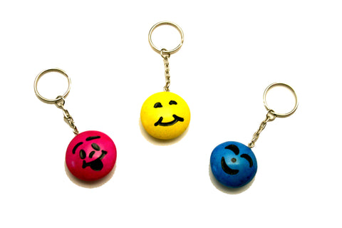 Happy Soapstone Smiley Keyrings 3 cm (24 display box - min 24)