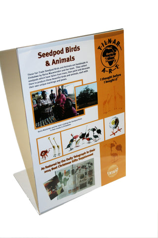 Point of Sale Poster for Seedpod Birds and Animals from Zimbabwe