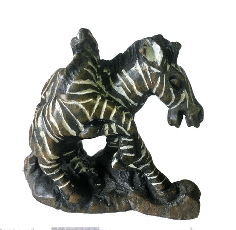 Soapstone Zebra Mother & Baby 15 cm